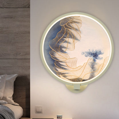 Rounded Acrylic Mountain Wall Lighting Chinese LED White Wall Mural Lamp for Living Room White A Clearhalo 'Wall Lamps & Sconces' 'Wall Lights' Lighting' 1192780