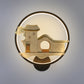 Black/White Circular House Wall Lighting Asia Style LED Metal Wall Mural Lamp for Guest Room Clearhalo 'Wall Lamps & Sconces' 'Wall Lights' Lighting' 1192995