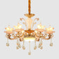 Frosted Glass Ruffle Chandelier Mid Century 6-Light Dining Room Pendant Ceiling Light in Rose Gold Clearhalo 'Ceiling Lights' 'Chandeliers' Lighting' options 1193120