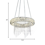 Minimalist Hoop Chandelier Pendant Clear Crystal LED Suspension Light with Fringe Clearhalo 'Ceiling Lights' 'Chandeliers' 'Clear' 'Industrial' 'Modern Chandeliers' 'Modern' 'Tiffany' 'Traditional Chandeliers' Lighting' 1193133