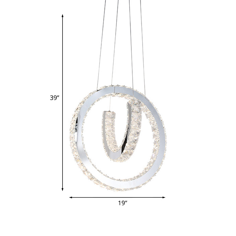 Stainless Steel LED Drop Pendant Simplicity Cut Crystal Letters Chandelier Light Clearhalo 'Ceiling Lights' 'Chandeliers' 'Modern Chandeliers' 'Modern' Lighting' 1193154