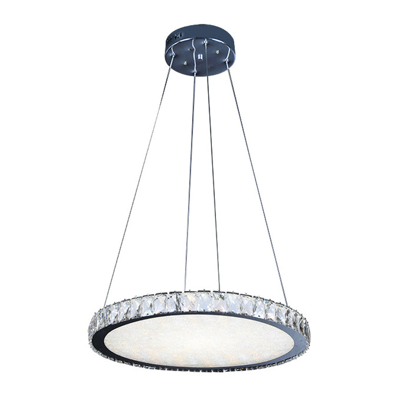 Disc Shaped LED Suspension Light Simplicity Stainless Steel Crystal Pendant Chandelier for Living Room Clearhalo 'Ceiling Lights' 'Chandeliers' 'Modern Chandeliers' 'Modern' Lighting' 1193165