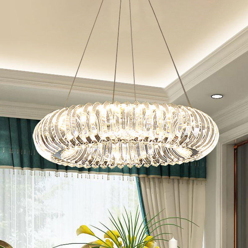 Clear Crystal Donut Pendant Light Fixture Minimalism Dining Room LED Hanging Chandelier Clear Clearhalo 'Ceiling Lights' 'Chandeliers' 'Clear' 'Industrial' 'Modern Chandeliers' 'Modern' 'Tiffany' 'Traditional Chandeliers' Lighting' 1193167
