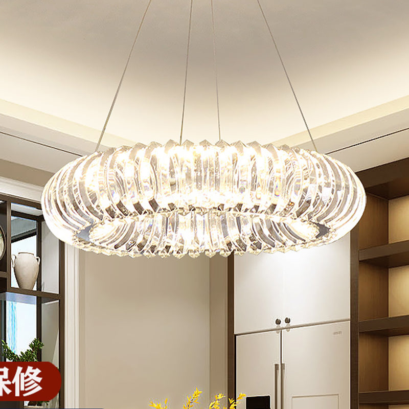 Clear Crystal Donut Pendant Light Fixture Minimalism Dining Room LED Hanging Chandelier Clearhalo 'Ceiling Lights' 'Chandeliers' 'Clear' 'Industrial' 'Modern Chandeliers' 'Modern' 'Tiffany' 'Traditional Chandeliers' Lighting' 1193168