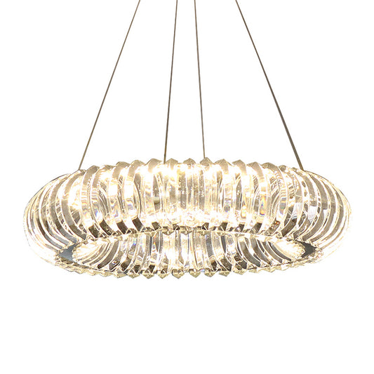 Clear Crystal Donut Pendant Light Fixture Minimalism Dining Room LED Hanging Chandelier Clearhalo 'Ceiling Lights' 'Chandeliers' 'Clear' 'Industrial' 'Modern Chandeliers' 'Modern' 'Tiffany' 'Traditional Chandeliers' Lighting' 1193169