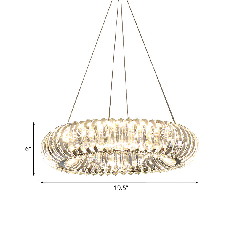 Clear Crystal Donut Pendant Light Fixture Minimalism Dining Room LED Hanging Chandelier Clearhalo 'Ceiling Lights' 'Chandeliers' 'Clear' 'Industrial' 'Modern Chandeliers' 'Modern' 'Tiffany' 'Traditional Chandeliers' Lighting' 1193170