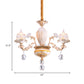 3 Bulbs Ceiling Chandelier Postmodern Flower Buds Crystal Hanging Light with Ceramic Accent, Gold Clearhalo 'Ceiling Lights' 'Chandeliers' Lighting' options 1193174