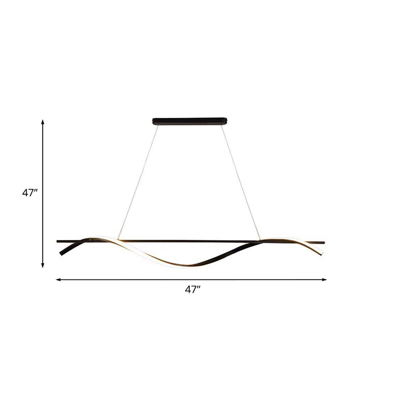 Acrylic Swirling Island Pendant Light Simple 39"/47" W LED Black Hanging Ceiling Lamp in White/Warm Light Clearhalo 'Ceiling Lights' 'Island Lights' Lighting' 1193408