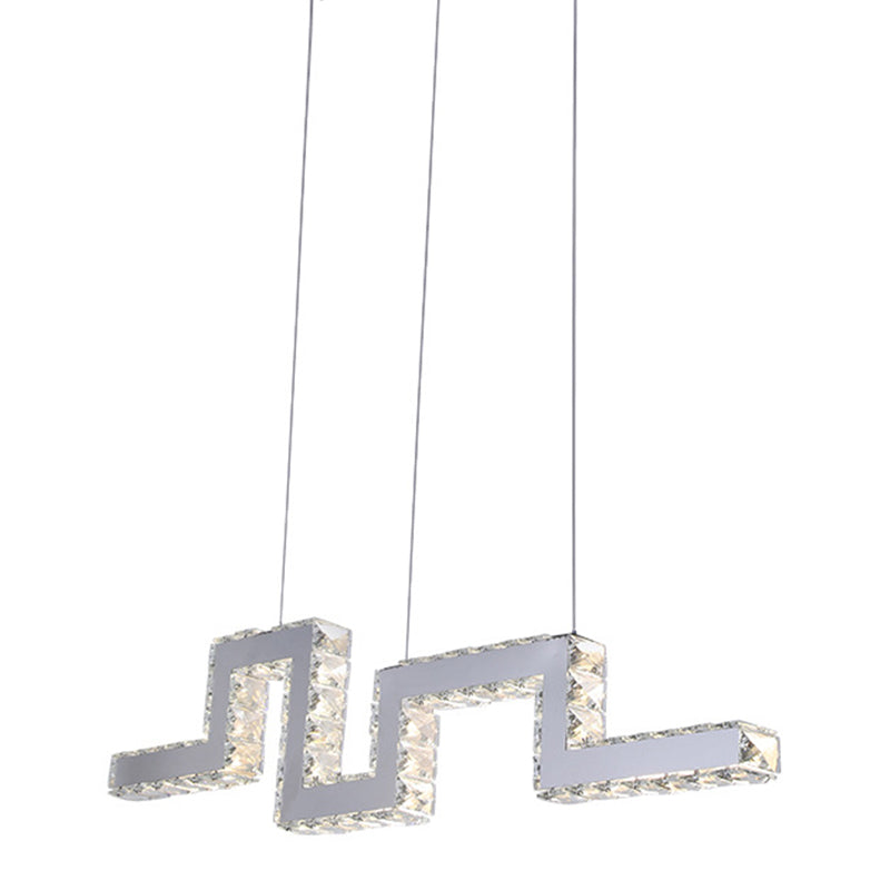 Minimalist Maze Line Art Island Lamp Crystal Encrusted LED Hanging Pendant in Stainless Steel Clearhalo 'Ceiling Lights' 'Island Lights' Lighting' 1193453