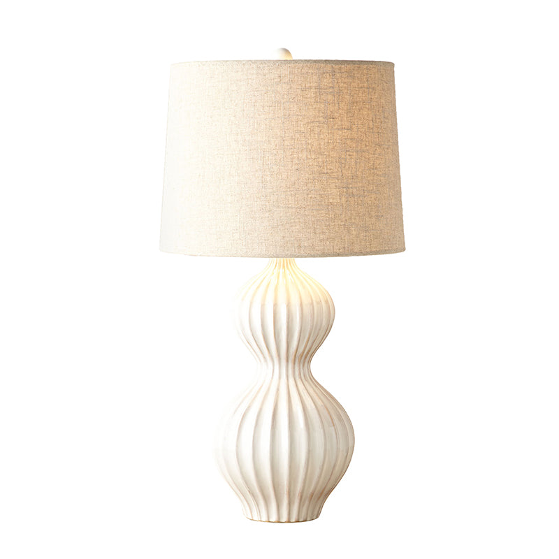 1-Head Fabric Nightstand Lamp Retro Style Flaxen Drum Shade Study Room Table Light Clearhalo 'Lamps' 'Table Lamps' Lighting' 1193571