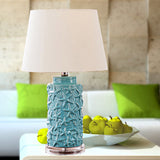 Blue Barrel Shade Desk Light Traditional Fabric 1 Light Study Room Nightstand Lamp for Bedroom Blue Clearhalo 'Lamps' 'Table Lamps' Lighting' 1193613