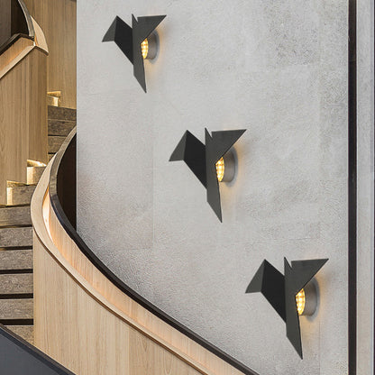 Metallic Bird-Like Sconce Lighting Modernist White/Black/Gold Finish LED Wall Lamp Fixture in White/Warm/Natural Light Black Clearhalo 'Cast Iron' 'Glass' 'Industrial' 'Modern wall lights' 'Modern' 'Tiffany' 'Traditional wall lights' 'Wall Lamps & Sconces' 'Wall Lights' Lighting' 1193661