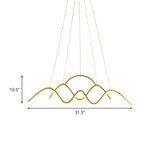 Wave Dining Room Island Light Fixture Metal LED Modernism Hanging Lamp Kit in Gold, White/Warm Light Clearhalo 'Ceiling Lights' 'Island Lights' Lighting' 1193684