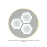 White Finish Circle Flush Lighting Modernism LED Acrylic Ceiling Mounted Fixture with Hexagon Design Clearhalo 'Ceiling Lights' 'Close To Ceiling Lights' 'Close to ceiling' 'Flush mount' Lighting' 1193703