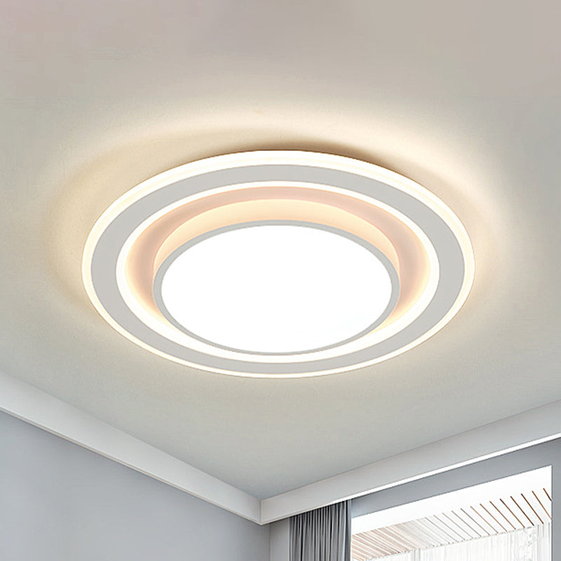 Acrylic Round/Square Flushmount Lamp Simple LED Flush Mount Fixture in White for Bedroom Clearhalo 'Ceiling Lights' 'Close To Ceiling Lights' 'Close to ceiling' 'Flush mount' Lighting' 1193719