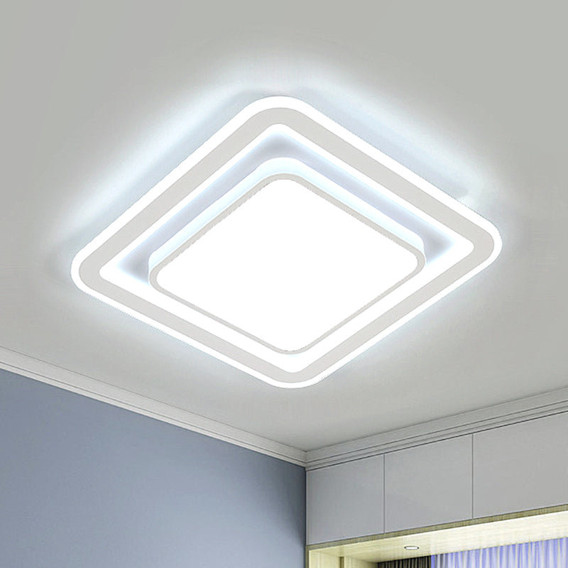 Acrylic Round/Square Flushmount Lamp Simple LED Flush Mount Fixture in White for Bedroom Clearhalo 'Ceiling Lights' 'Close To Ceiling Lights' 'Close to ceiling' 'Flush mount' Lighting' 1193724