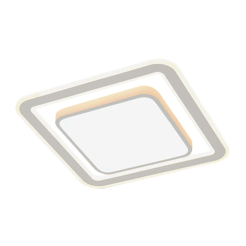 Acrylic Round/Square Flushmount Lamp Simple LED Flush Mount Fixture in White for Bedroom Clearhalo 'Ceiling Lights' 'Close To Ceiling Lights' 'Close to ceiling' 'Flush mount' Lighting' 1193725