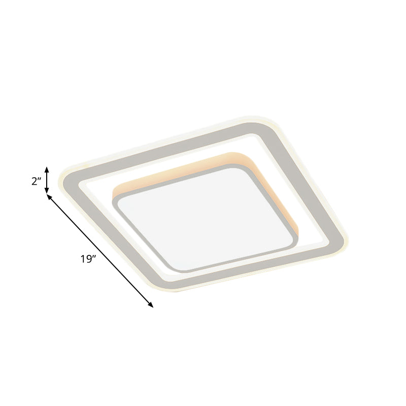 Acrylic Round/Square Flushmount Lamp Simple LED Flush Mount Fixture in White for Bedroom Clearhalo 'Ceiling Lights' 'Close To Ceiling Lights' 'Close to ceiling' 'Flush mount' Lighting' 1193726