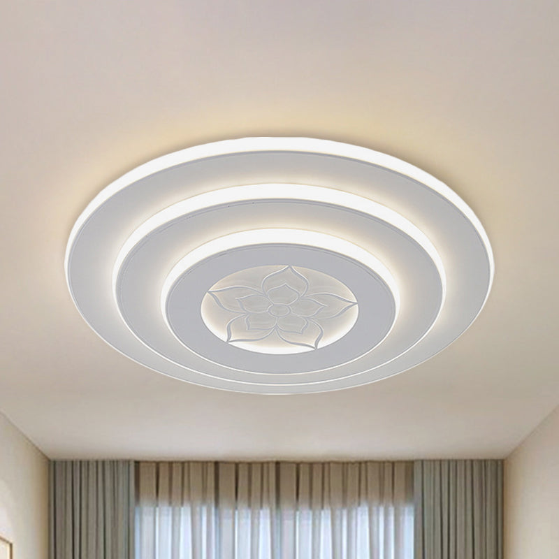 Modernist 3-Stacked Circle Flush Lighting Metallic LED Bedroom Ceiling Flush Mount in White - White - Clearhalo - 'Ceiling Lights' - 'Close To Ceiling Lights' - 'Close to ceiling' - 'Flush mount' - Lighting' - 1193727