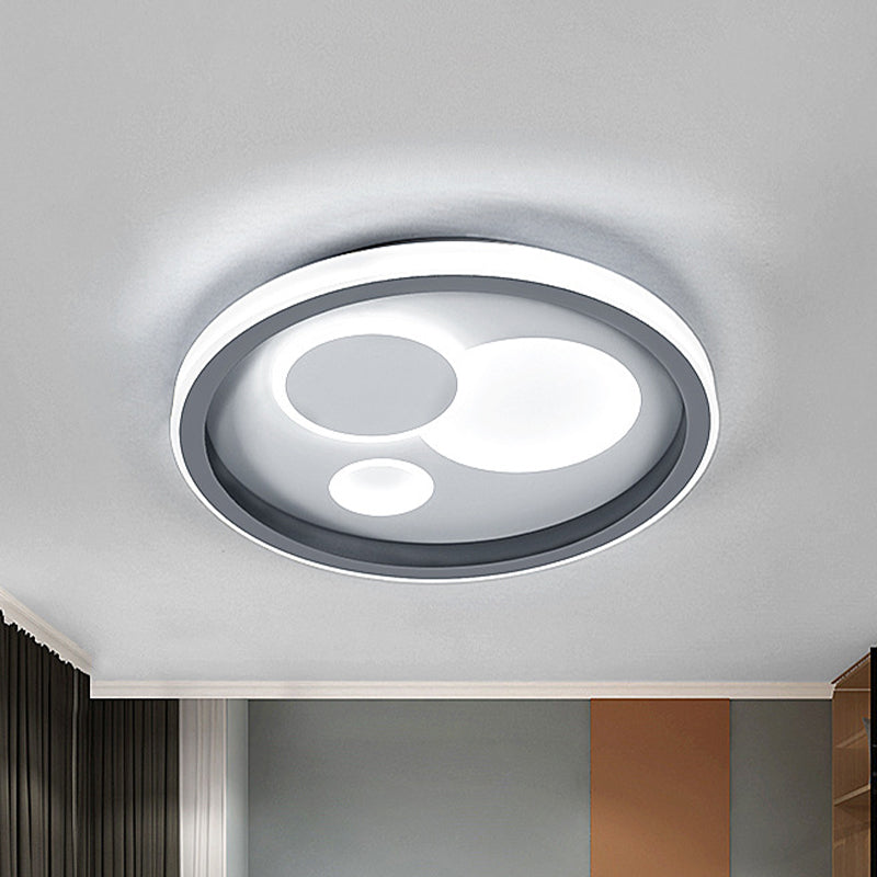 Acrylic Round/Loving Heart Pattern Flush Light Modern LED Grey Flush Mount Fixture for Bedroom Grey Round Clearhalo 'Ceiling Lights' 'Close To Ceiling Lights' 'Close to ceiling' 'Flush mount' Lighting' 1193763