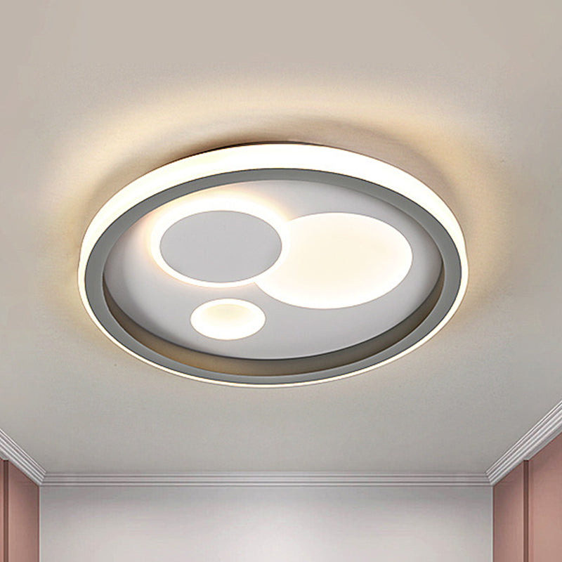 Acrylic Round/Loving Heart Pattern Flush Light Modern LED Grey Flush Mount Fixture for Bedroom Clearhalo 'Ceiling Lights' 'Close To Ceiling Lights' 'Close to ceiling' 'Flush mount' Lighting' 1193764