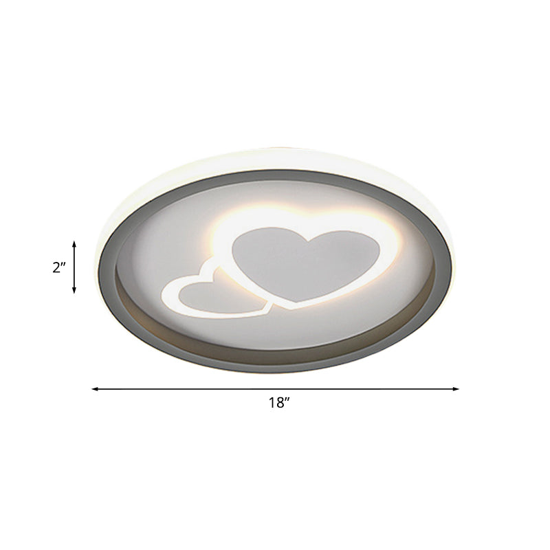 Acrylic Round/Loving Heart Pattern Flush Light Modern LED Grey Flush Mount Fixture for Bedroom Clearhalo 'Ceiling Lights' 'Close To Ceiling Lights' 'Close to ceiling' 'Flush mount' Lighting' 1193771