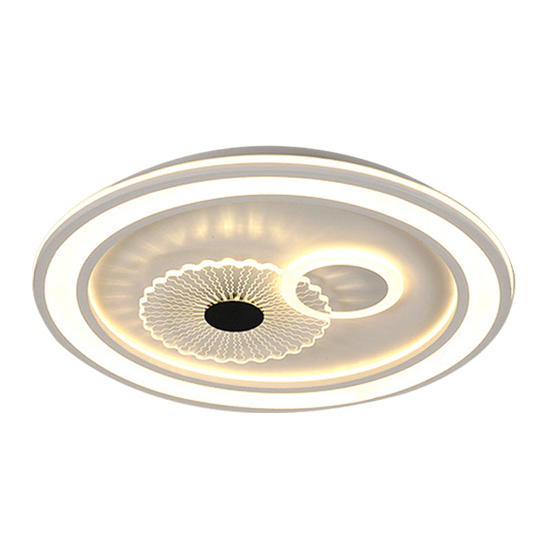 LED Bedroom Flushmount Lighting Contemporary White Finish Flush Lamp with Round Acrylic Shade - Clearhalo - 'Ceiling Lights' - 'Close To Ceiling Lights' - 'Close to ceiling' - 'Flush mount' - Lighting' - 1193802