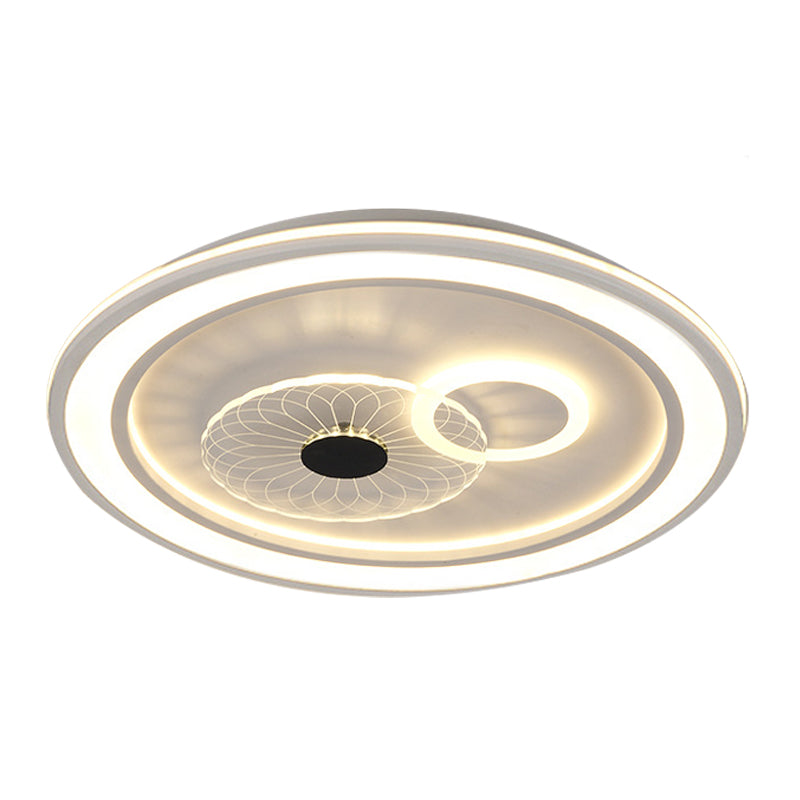 LED Bedroom Flushmount Lighting Contemporary White Finish Flush Lamp with Round Acrylic Shade - Clearhalo - 'Ceiling Lights' - 'Close To Ceiling Lights' - 'Close to ceiling' - 'Flush mount' - Lighting' - 1193807