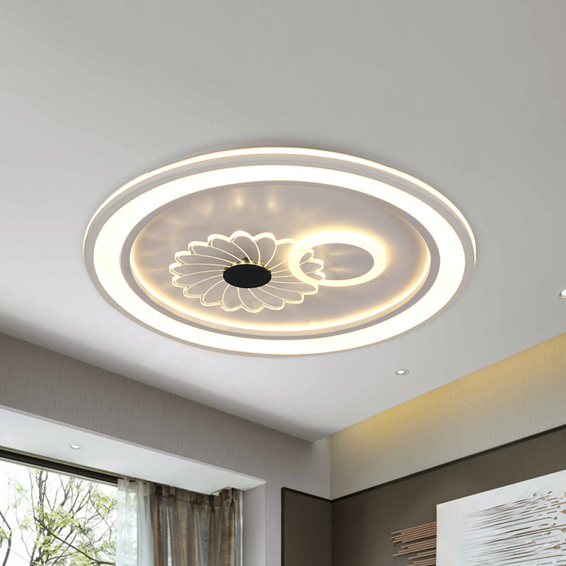 LED Bedroom Flushmount Lighting Contemporary White Finish Flush Lamp with Round Acrylic Shade - Clearhalo - 'Ceiling Lights' - 'Close To Ceiling Lights' - 'Close to ceiling' - 'Flush mount' - Lighting' - 1193811