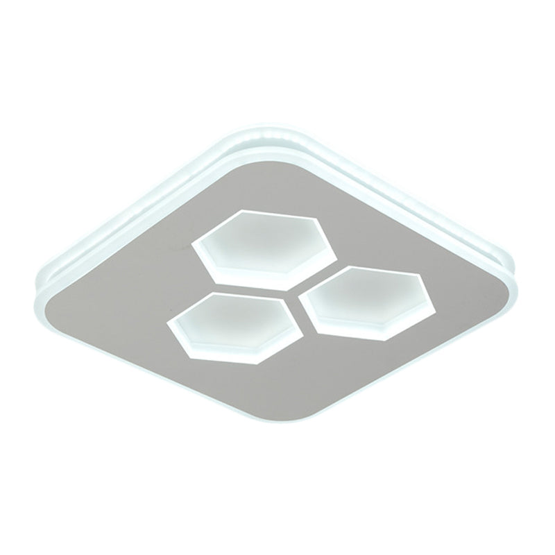Squared Ceiling Mounted Light Modern Acrylic LED White Flush Lamp Fixture with Hexagon Design Clearhalo 'Ceiling Lights' 'Close To Ceiling Lights' 'Close to ceiling' 'Flush mount' Lighting' 1193816