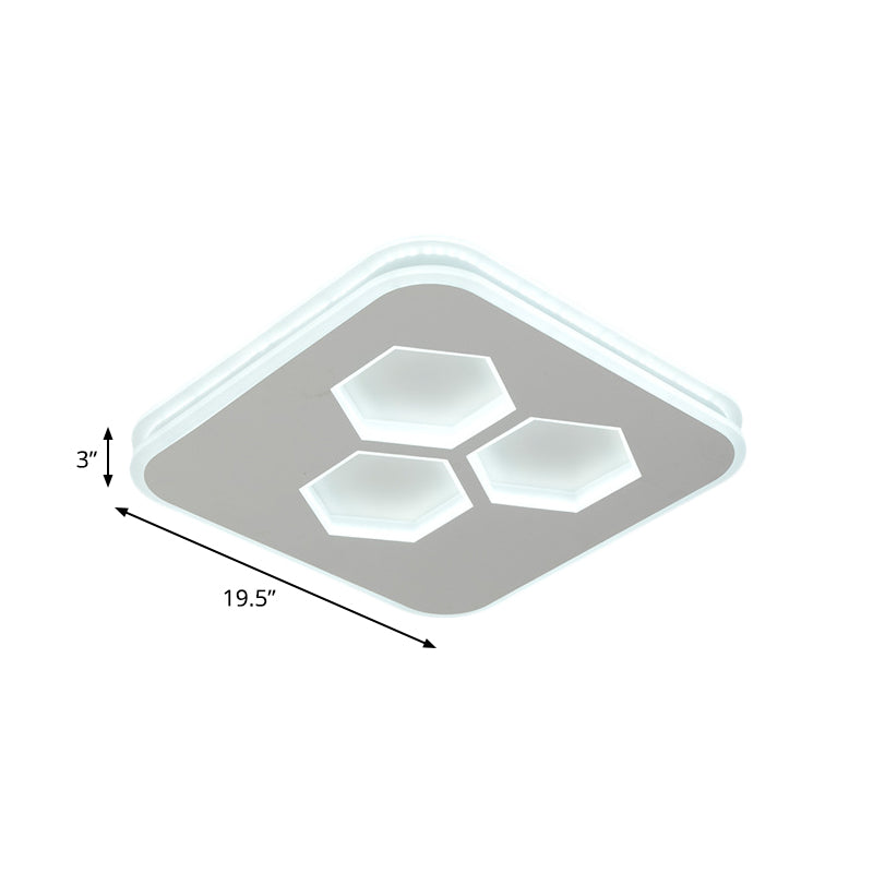 Squared Ceiling Mounted Light Modern Acrylic LED White Flush Lamp Fixture with Hexagon Design Clearhalo 'Ceiling Lights' 'Close To Ceiling Lights' 'Close to ceiling' 'Flush mount' Lighting' 1193817