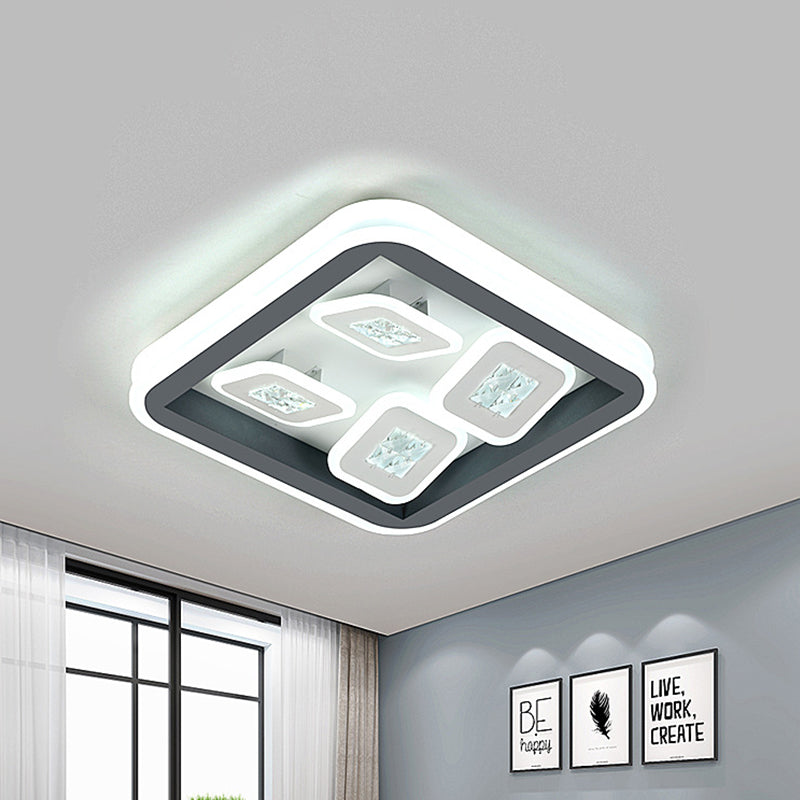 Black 4-Square Flush Mount Lighting Modernist LED Acrylic Light Fixture with Frame - Clearhalo - 'Ceiling Lights' - 'Close To Ceiling Lights' - 'Close to ceiling' - 'Flush mount' - Lighting' - 1193819