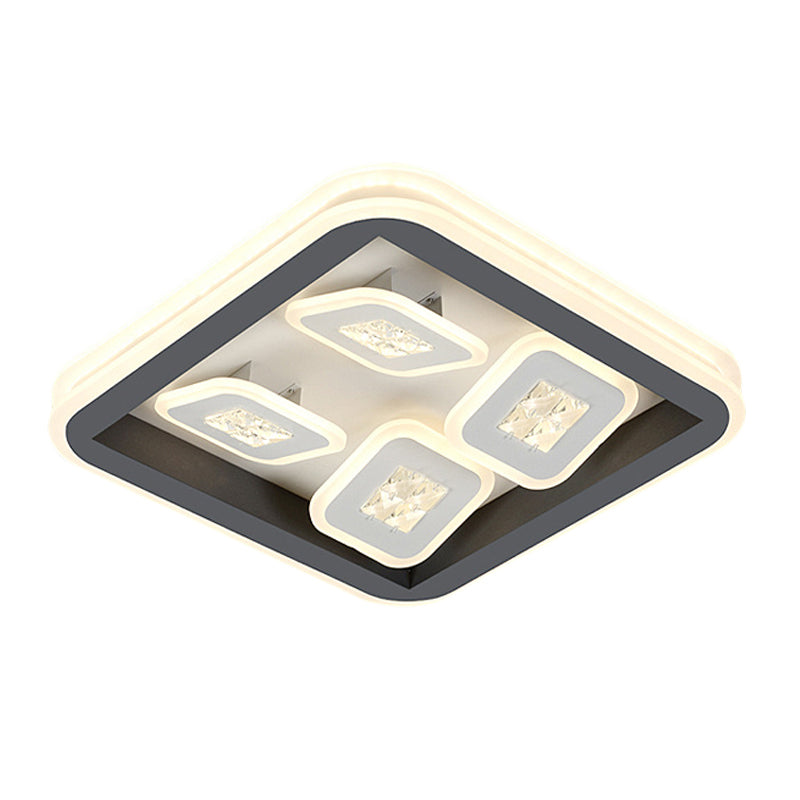 Black 4-Square Flush Mount Lighting Modernist LED Acrylic Light Fixture with Frame - Clearhalo - 'Ceiling Lights' - 'Close To Ceiling Lights' - 'Close to ceiling' - 'Flush mount' - Lighting' - 1193820