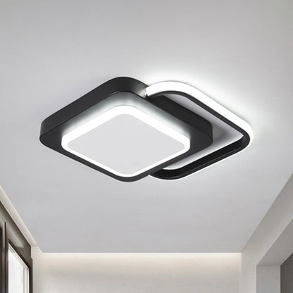 Metal Rhombus Ceiling Mounted Light Minimal LED Black Flush Lamp in White/Warm Light for Balcony (The customization will be 15 days) Black Clearhalo 'Ceiling Lights' 'Close To Ceiling Lights' 'Close to ceiling' 'Flush mount' Lighting' 1193840