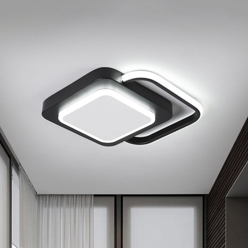 Metal Rhombus Ceiling Mounted Light Minimal LED Black Flush Lamp in White/Warm Light for Balcony (The customization will be 15 days) - Clearhalo - 'Ceiling Lights' - 'Close To Ceiling Lights' - 'Close to ceiling' - 'Flush mount' - Lighting' - 1193841