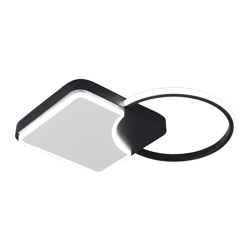 Ring and Rhombus Corridor Flush Lighting Metallic LED Modern Flush Mounted Lamp Fixture in Black, White/Warm Light (The customization will be 15 days) Clearhalo 'Ceiling Lights' 'Close To Ceiling Lights' 'Close to ceiling' 'Flush mount' Lighting' 1193846