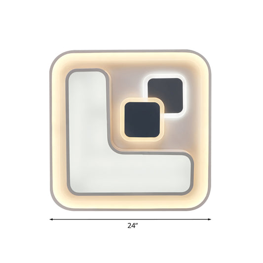 Metallic Square Flushmount Lamp Modernist LED White Flush Mounted Lighting for Bedroom Clearhalo 'Ceiling Lights' 'Close To Ceiling Lights' 'Close to ceiling' 'Flush mount' Lighting' 1193855