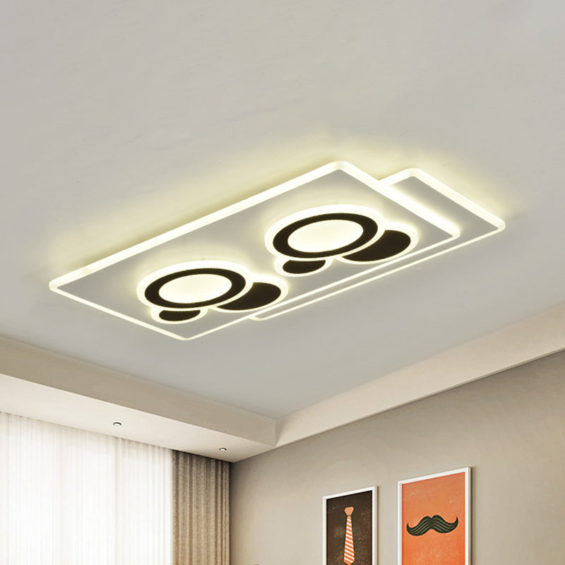 Round/Oval/Rectangle Flush Light Fixture Modernism Acrylic LED Bedroom Panel Flushmount in Black and White Black-White Round Clearhalo 'Ceiling Lights' 'Close To Ceiling Lights' 'Close to ceiling' 'Flush mount' Lighting' 1193860