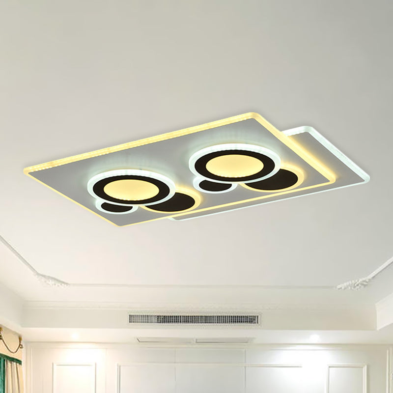 Round/Oval/Rectangle Flush Light Fixture Modernism Acrylic LED Bedroom Panel Flushmount in Black and White Clearhalo 'Ceiling Lights' 'Close To Ceiling Lights' 'Close to ceiling' 'Flush mount' Lighting' 1193861
