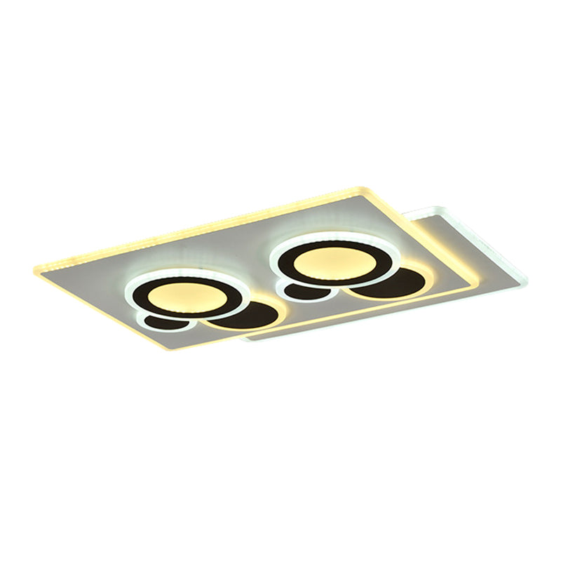 Round/Oval/Rectangle Flush Light Fixture Modernism Acrylic LED Bedroom Panel Flushmount in Black and White Clearhalo 'Ceiling Lights' 'Close To Ceiling Lights' 'Close to ceiling' 'Flush mount' Lighting' 1193863