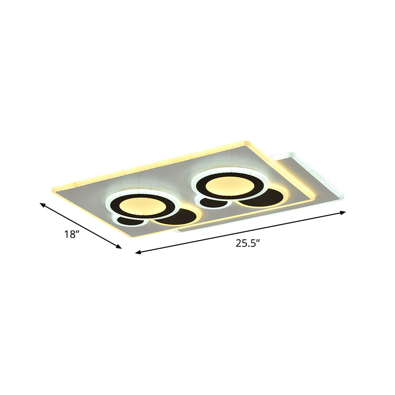 Round/Oval/Rectangle Flush Light Fixture Modernism Acrylic LED Bedroom Panel Flushmount in Black and White Clearhalo 'Ceiling Lights' 'Close To Ceiling Lights' 'Close to ceiling' 'Flush mount' Lighting' 1193864