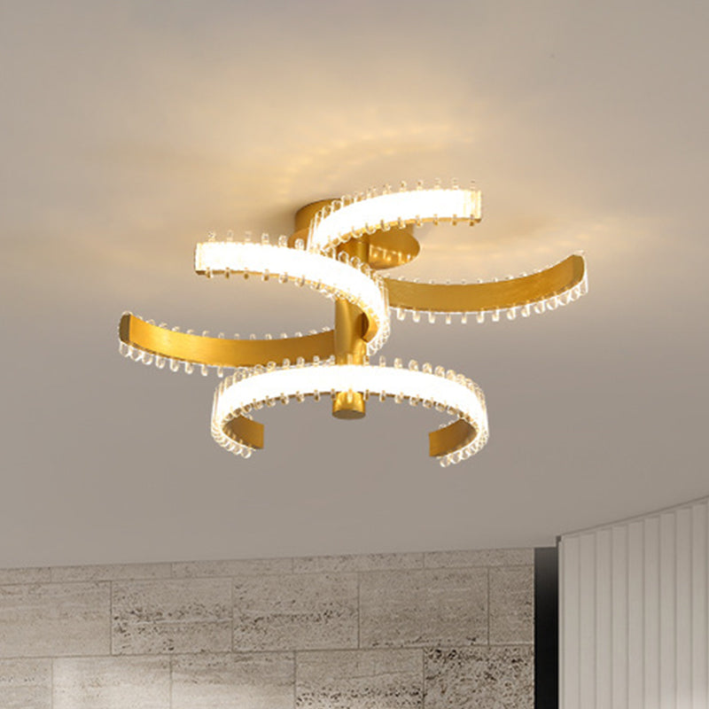 2/3 Tiers C-Shape Semi Flush Lighting Simple Acrylic LED Gold Close to Ceiling Lamp in White/Warm Light Gold 3 Tiers Clearhalo 'Ceiling Lights' 'Close To Ceiling Lights' 'Close to ceiling' 'Semi-flushmount' Lighting' 1193895