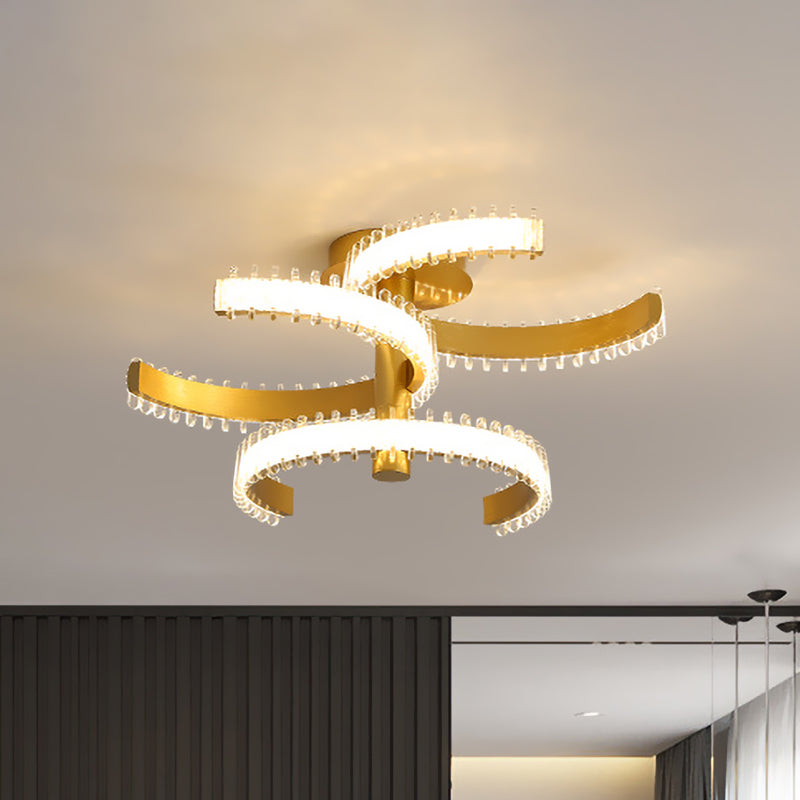 2/3 Tiers C-Shape Semi Flush Lighting Simple Acrylic LED Gold Close to Ceiling Lamp in White/Warm Light Clearhalo 'Ceiling Lights' 'Close To Ceiling Lights' 'Close to ceiling' 'Semi-flushmount' Lighting' 1193896