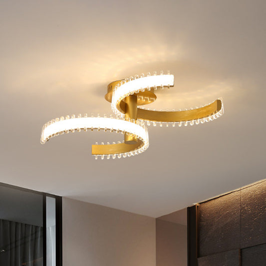 2/3 Tiers C-Shape Semi Flush Lighting Simple Acrylic LED Gold Close to Ceiling Lamp in White/Warm Light Gold 2 Tiers Clearhalo 'Ceiling Lights' 'Close To Ceiling Lights' 'Close to ceiling' 'Semi-flushmount' Lighting' 1193899