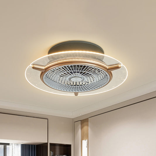 Round Acrylic Hanging Fan Light Modernism Gold/Silver Finish LED Flushmount Lamp, 22" Width Gold Clearhalo 'Ceiling Fans with Lights' 'Ceiling Fans' 'Modern Ceiling Fans' 'Modern' Lighting' 1193912