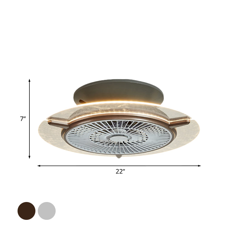 Round Acrylic Hanging Fan Light Modernism Gold/Silver Finish LED Flushmount Lamp, 22" Width Clearhalo 'Ceiling Fans with Lights' 'Ceiling Fans' 'Modern Ceiling Fans' 'Modern' Lighting' 1193915