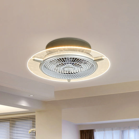 Round Acrylic Hanging Fan Light Modernism Gold/Silver Finish LED Flushmount Lamp, 22" Width Clearhalo 'Ceiling Fans with Lights' 'Ceiling Fans' 'Modern Ceiling Fans' 'Modern' Lighting' 1193917