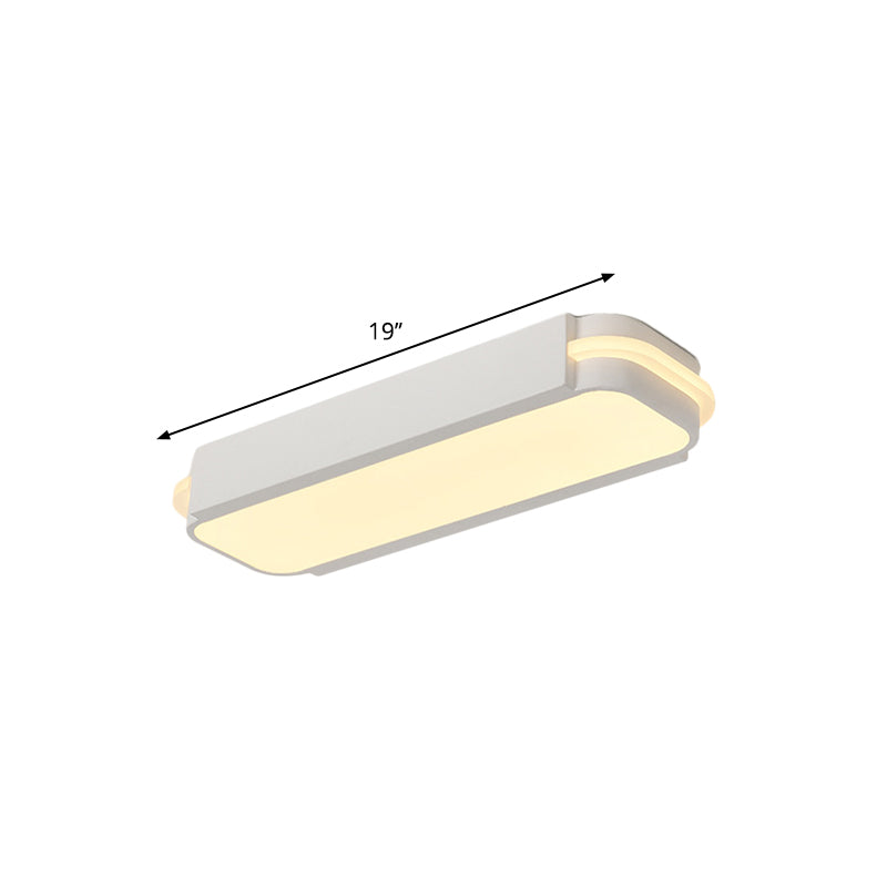 Rectangle Metal Flush Lamp Fixture Minimalist LED White Flush Mount Light in White/Warm Light, 19"/23"/31" L - Clearhalo - 'Ceiling Lights' - 'Close To Ceiling Lights' - 'Close to ceiling' - 'Flush mount' - Lighting' - 1194036