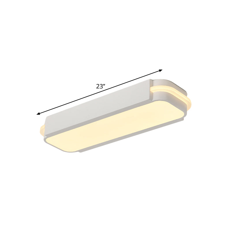 Rectangle Metal Flush Lamp Fixture Minimalist LED White Flush Mount Light in White/Warm Light, 19"/23"/31" L - Clearhalo - 'Ceiling Lights' - 'Close To Ceiling Lights' - 'Close to ceiling' - 'Flush mount' - Lighting' - 1194037