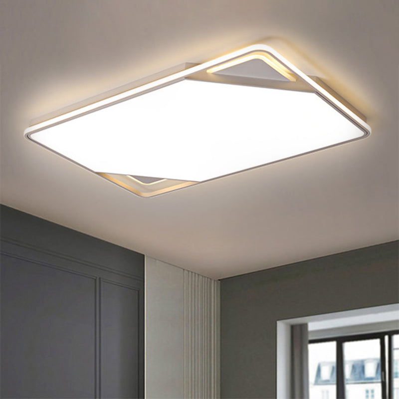 White Rectangular Flushmount Simplicity LED Metal Ceiling Mounted Light, White/Warm Light Clearhalo 'Ceiling Lights' 'Close To Ceiling Lights' 'Close to ceiling' 'Flush mount' Lighting' 1194040